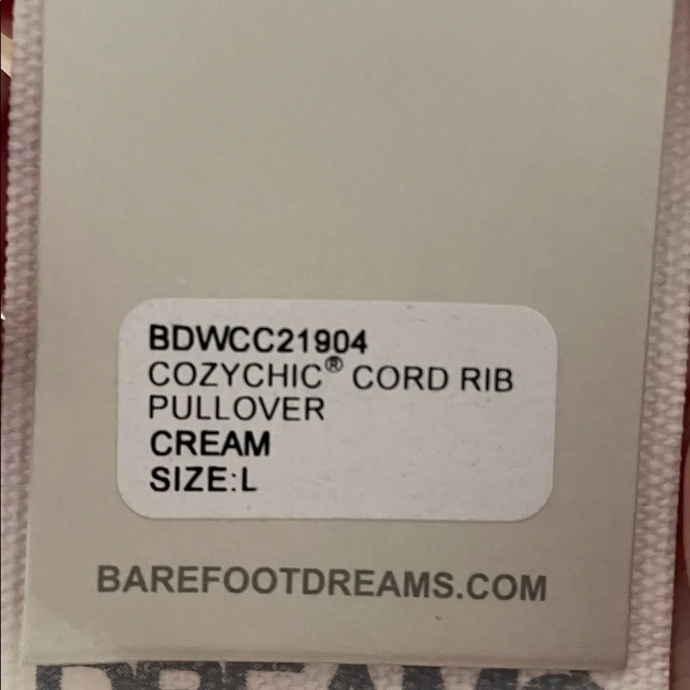 Barefoot Dreams CozyChic Cord Ribbed Pullover Large